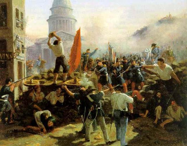 Horace Vernet Painting of a barricade on Rue Soufflot oil painting image